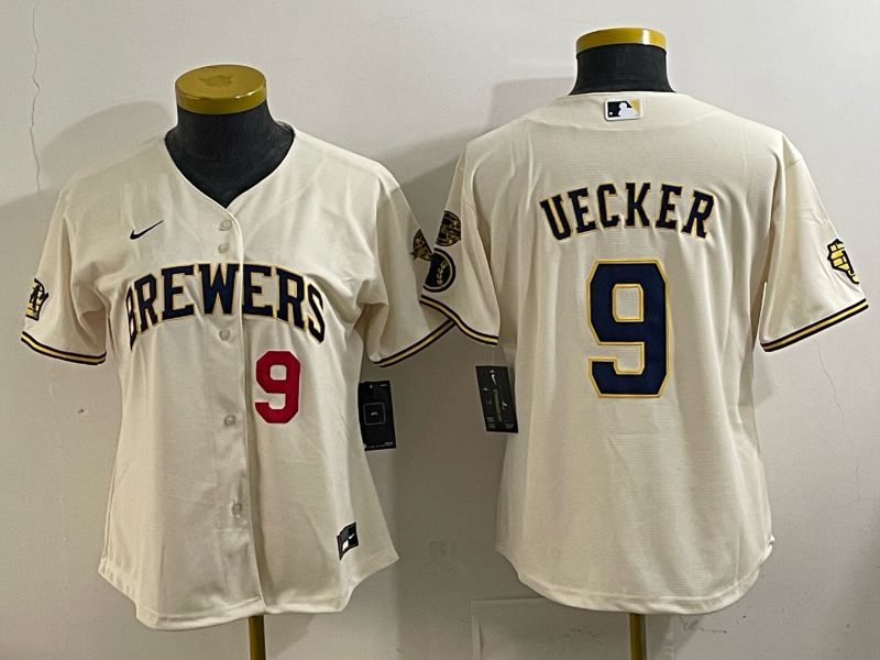 Youth 2025 Milwaukee Brewers #9 Uecker Cream 2025 Nike MLB Jersey 012